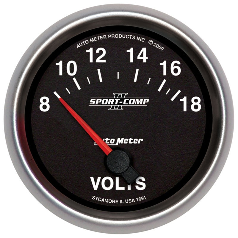 Autometer ATM7691 2-5/8 Gauge Voltmeter 18V Electric Sport-Comp
