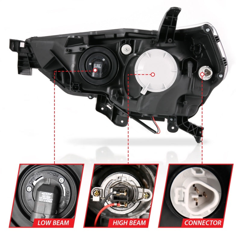 ANZO 111417 14-18 Toyota 4 Runner Plank Style Projector Headlights Chrome w/ Amber