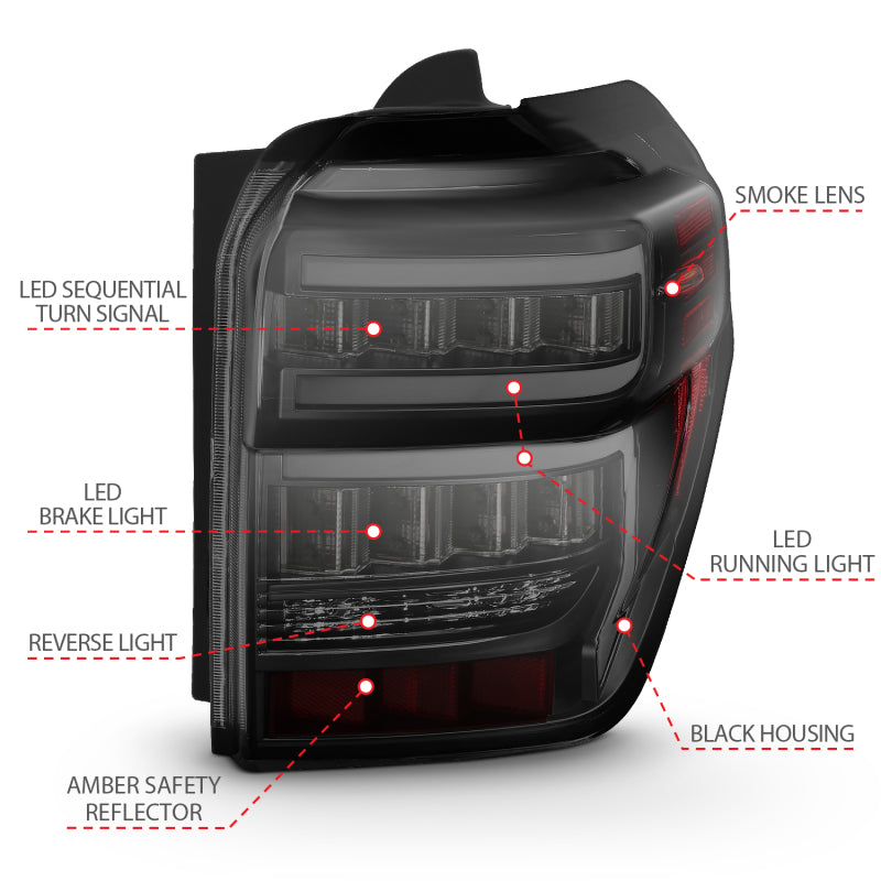 ANZO 311312 2014-2020 Toyota 4Runner T.L Black Housing Smoke Lens Red Light Bar W/Sequential