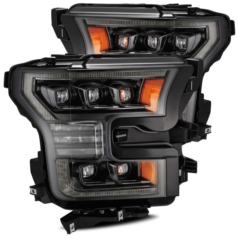 AlphaRex 880163 17-20 Ford Raptor NOVA LED Proj Headlights Plank Style Alpha Black w/Activ Light/Seq Signal