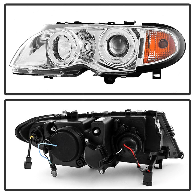 SPYDER 5042408 Spyder BMW E46 3-Series 02-05 4DR Projector Headlights 1PC LED Halo Chrm PRO-YD-BMWE4602-4D-AM-C