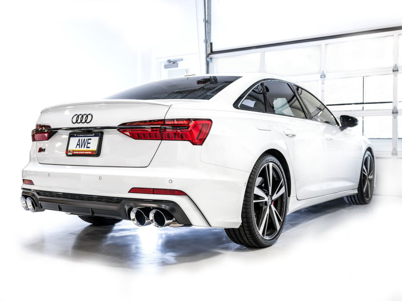 AWE Tuning 3020-42101 19-23 Audi C8 S6/S7 2.9T V6 AWD Track Edition Exhaust - Chrome Silver Tips