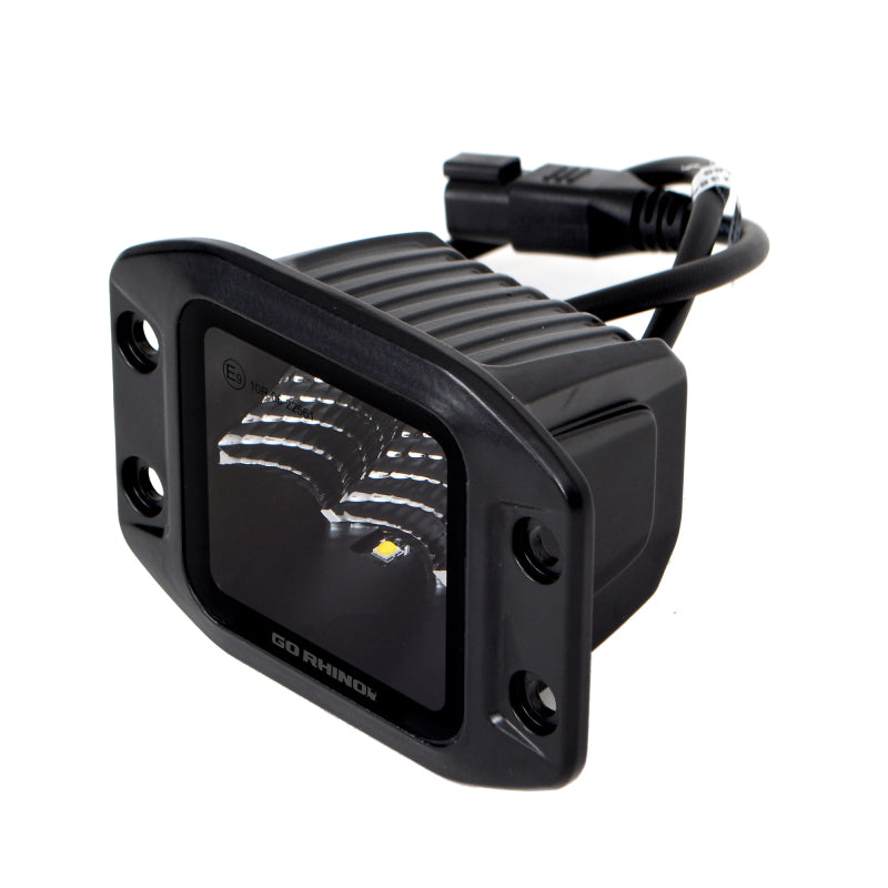 Go Rhino 750400321FCF Xplor Blackout Series Cube LED Flood Light Kit (Flush Mount) 3x3 - Blk (Pair)
