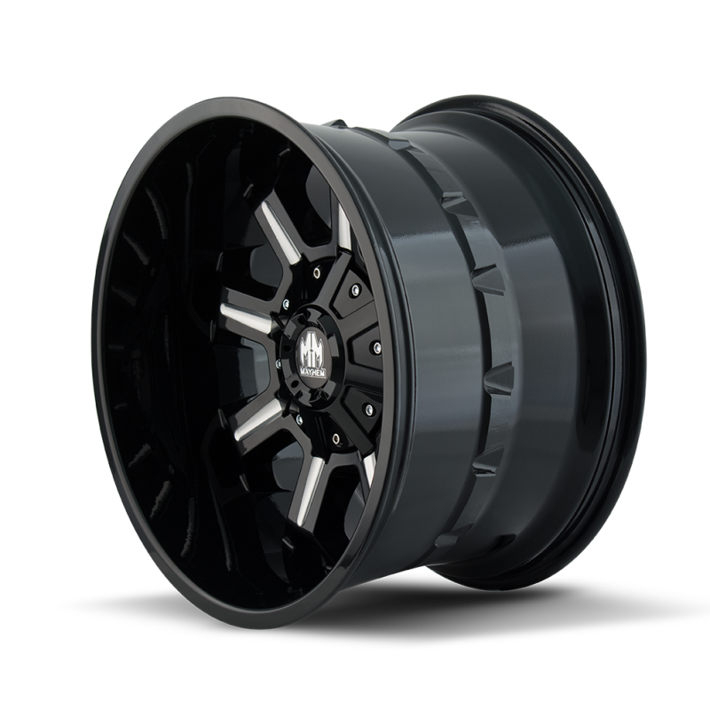 Mayhem 8105-2152M 8105 Combat 20x10 / 5x127 BP / -19mm Offset / 87mm Hub Black w/ Milled Spokes Wheel