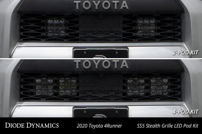 Diode Dynamics DD7544 14-23 Toyota 4Runner SS5 Stealth Grille LED 4-Pod Kit - Pro White Combo