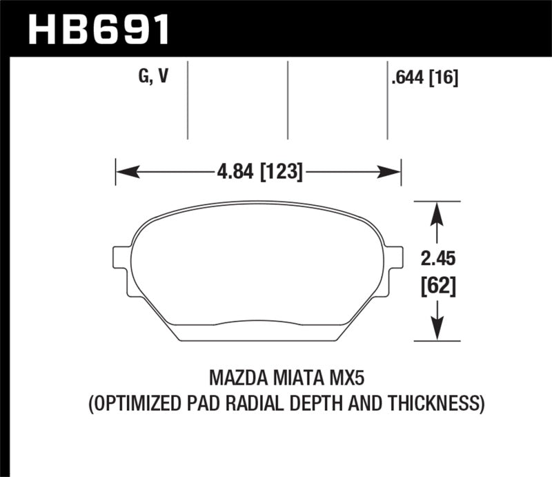 Hawk Performance HB691G.644 Hawk 06-14 Mazda MX-5 DTC-60 Race Front Brake Pads