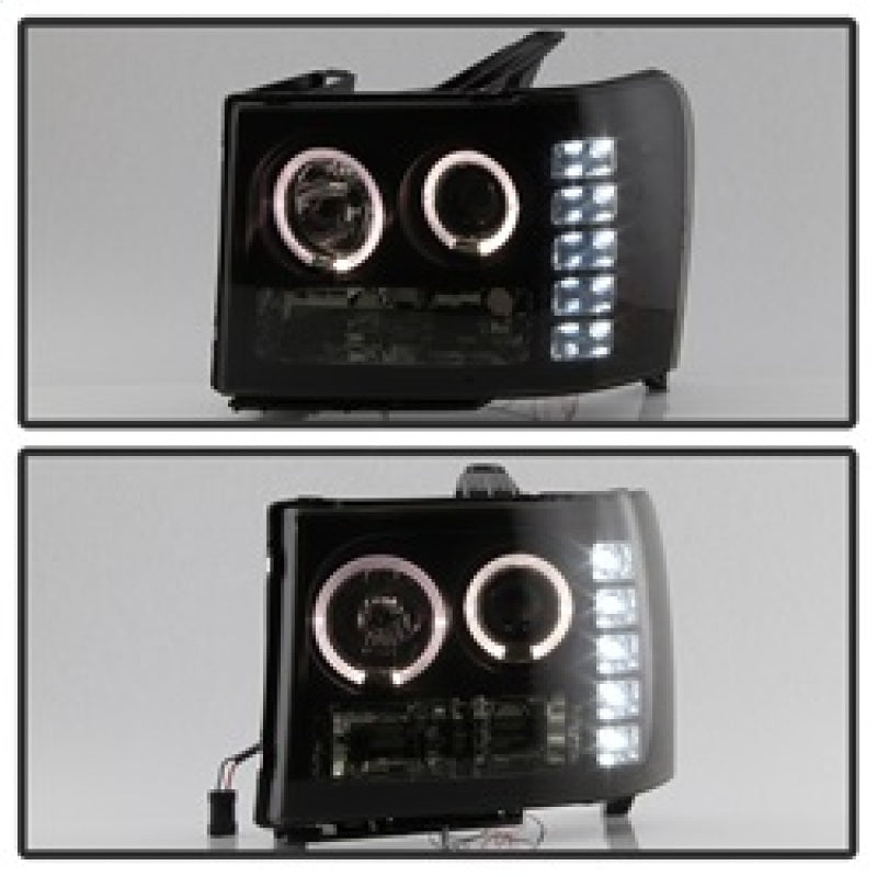 SPYDER 5078506 Spyder GMC Sierra 1500/2500 07-13 Projector Headlights LED Halo- LED Blk Smke PRO-YD-GS07-HL-BSM