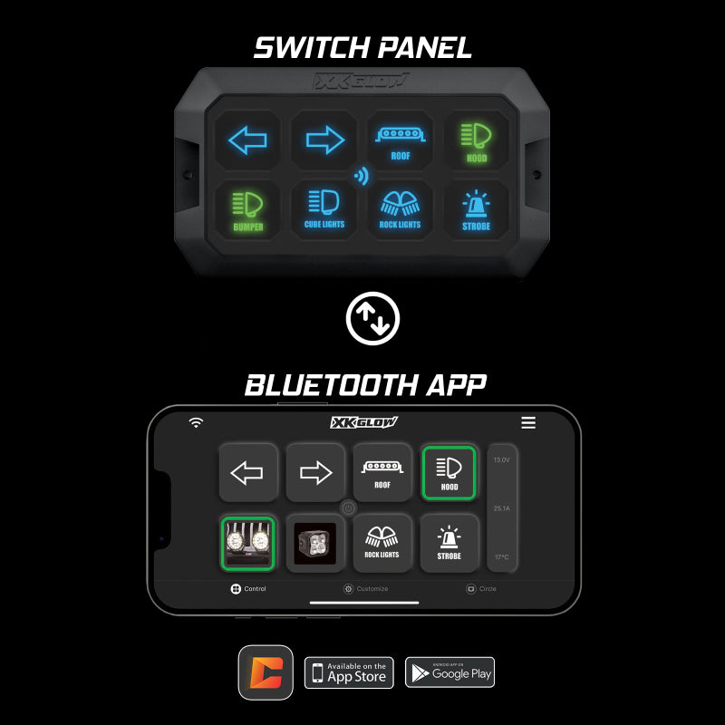 XKGLOW XK-CMD-KIT XK Glow XKcommand Bluetooth Switch Panel for Lights 12V Accessory Offroad