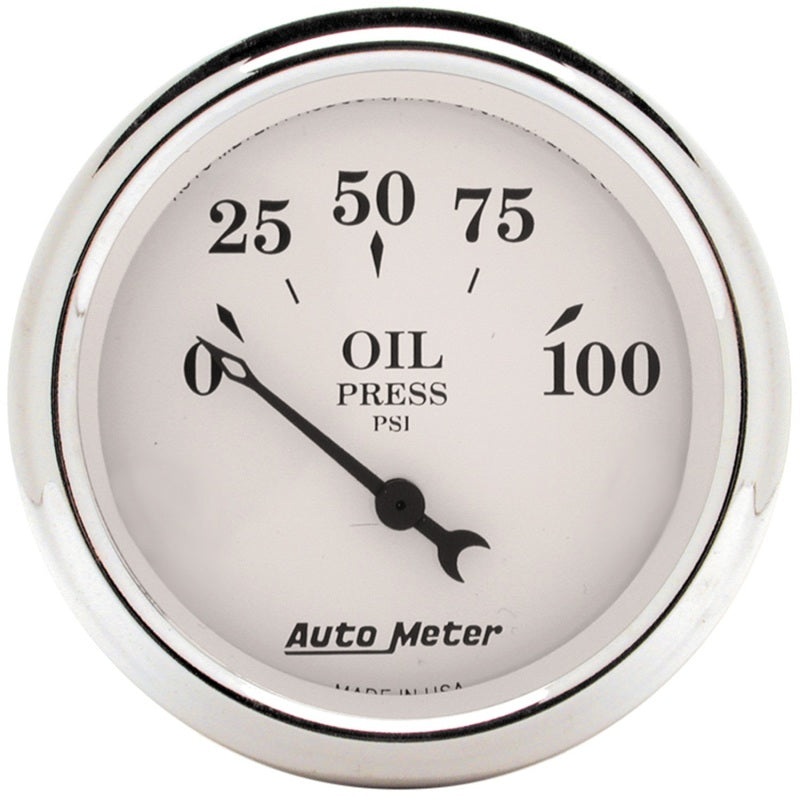 AutoMeter 1628 Auto Meter 2-1/16in 100PSI Electronic Oil Pressure Old Tyme White Gauge