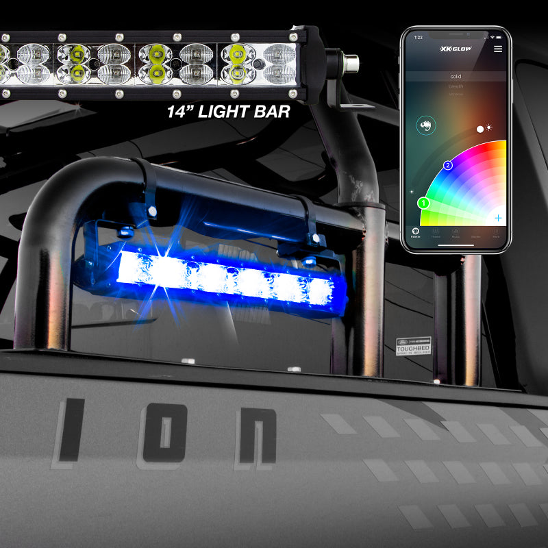 XKGLOW XK-BAR-14 XK Glow RGBW Light Bar High Power Offroad Work/Hunting Light w/ Bluetooth Controller 14In