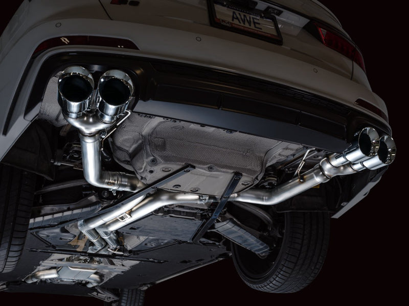 AWE Tuning 3020-42101 19-23 Audi C8 S6/S7 2.9T V6 AWD Track Edition Exhaust - Chrome Silver Tips