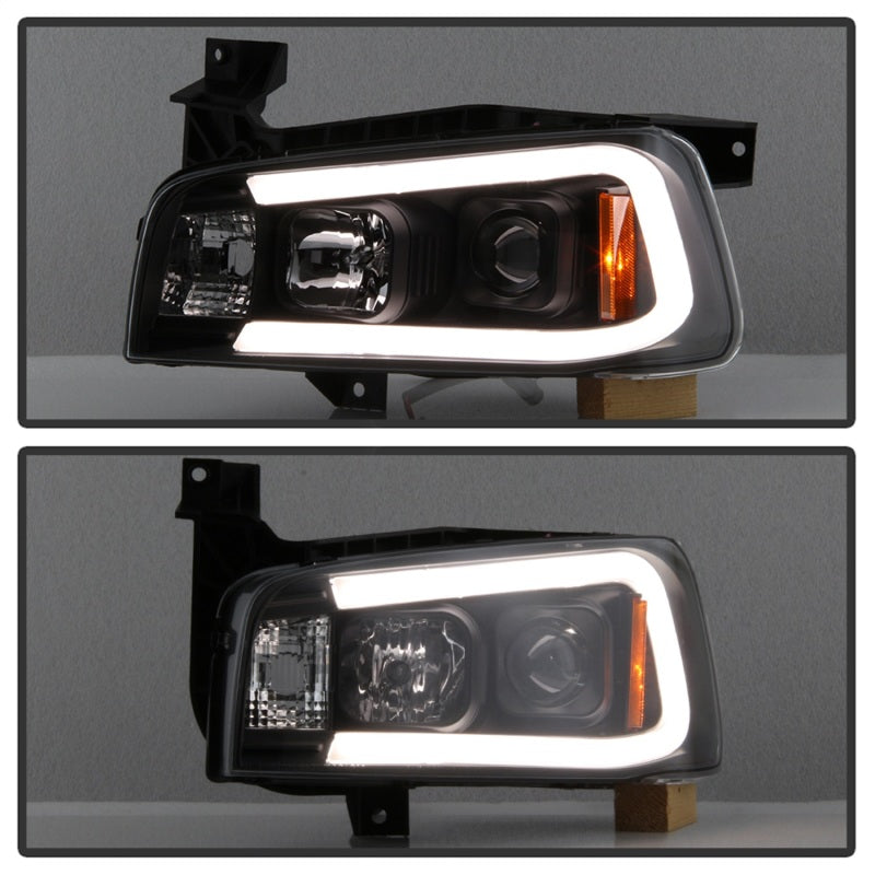 SPYDER 5085245 Spyder Dodge Charger 06-10 Projector Headlights - LED Light Bar - Black PRO-YD-DCH05V2-LB-BK