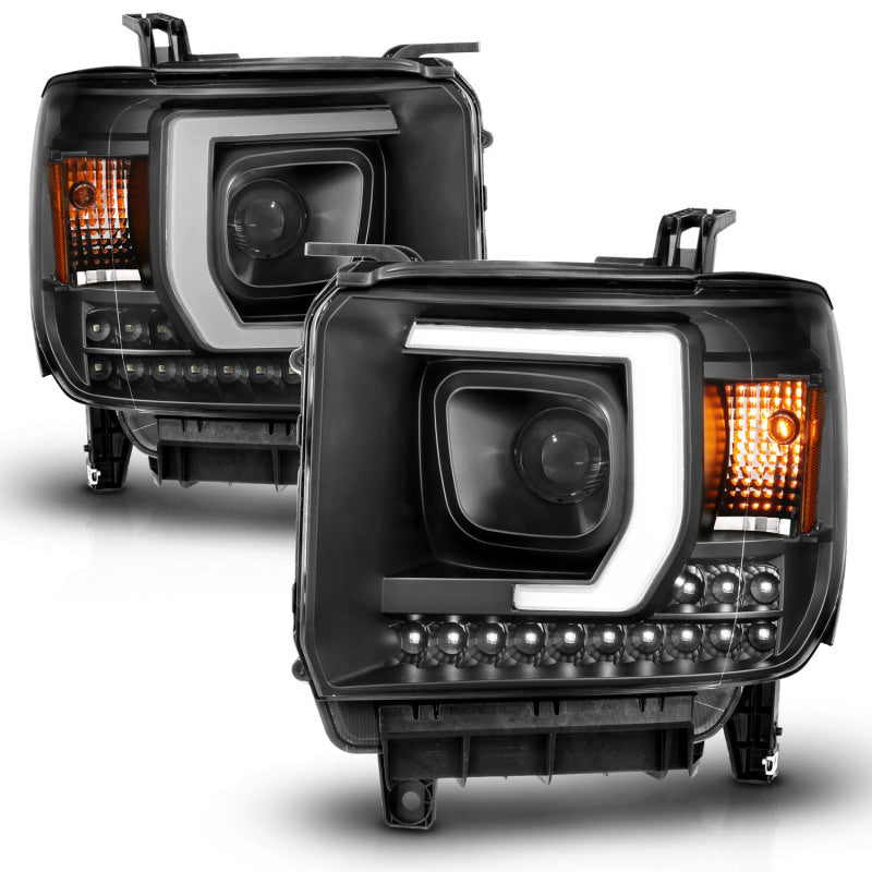 ANZO 111450 2014-2015 GMC Sierra 1500HD Projector Plank Style Headlight Black W/ Drl