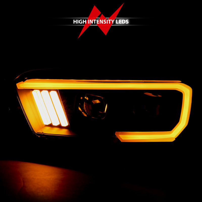 ANZO 111396 2016-2017 Toyota Tacoma Projector Headlights w/ Plank Style Switchback Black w/ Amber