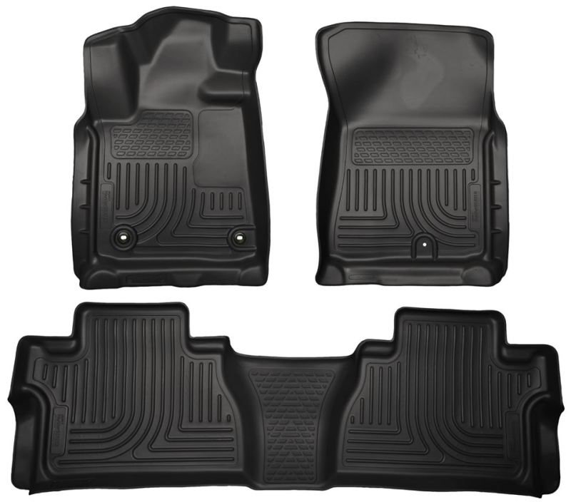 Husky Liners 99561 2014 Toyota Tundra Double Cab Pickup WeatherBeater Black Front & 2nd Seat Floor Liners