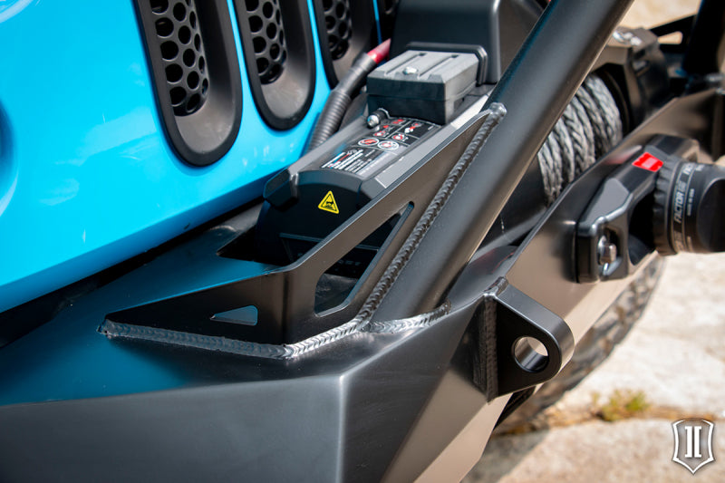 ICON 25215 07-18 Jeep Wrangler JK Pro Series Front Bumper Rec Winch Mount w/Bar/Tabs