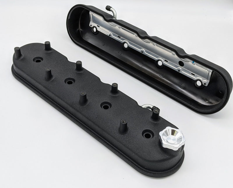 Granatelli Motor Sports 640362 Granatelli 96-22 GM LS Tall Valve Cover w/Angled Coil Mounts - Black Wrinkle (Pair)