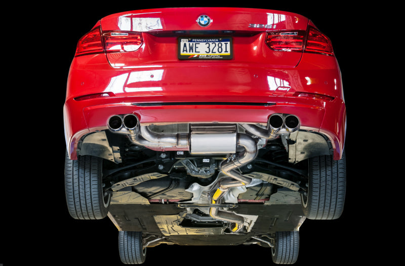 AWE Tuning 3010-42042 BMW F3X N20/N26 328i/428i Touring Edition Exhaust Quad Outlet - 80mm Chrome Silver Tips
