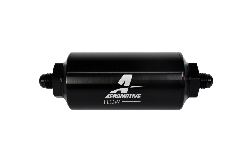 Aeromotive 12348 In-Line Filter - (AN-6 Male) 40 Micron Stainless Mesh Element Bright Dip Black Finish