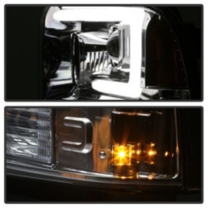 SPYDER 5084682 Spyder 05-07 Ford F250/350/450 SD Ver 2 Proj Headlights - Light Bar DRL - Black PRO-YD-FS05V2-LB-C