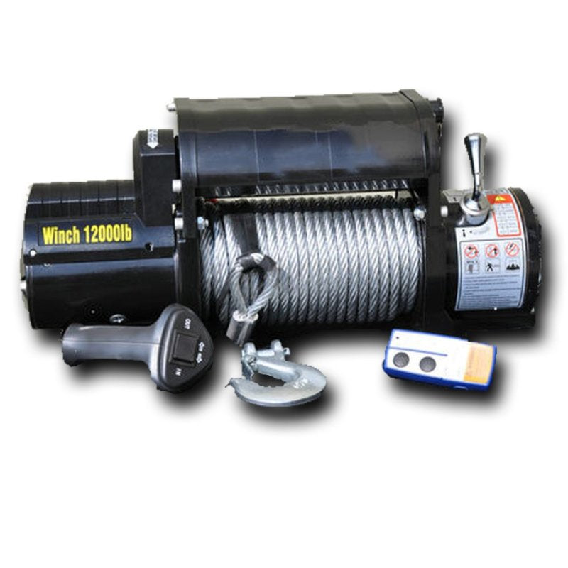 DV8 Offroad WB12SC 12000 LB Winch w/ Steel Cable & Wireless Remote - Black