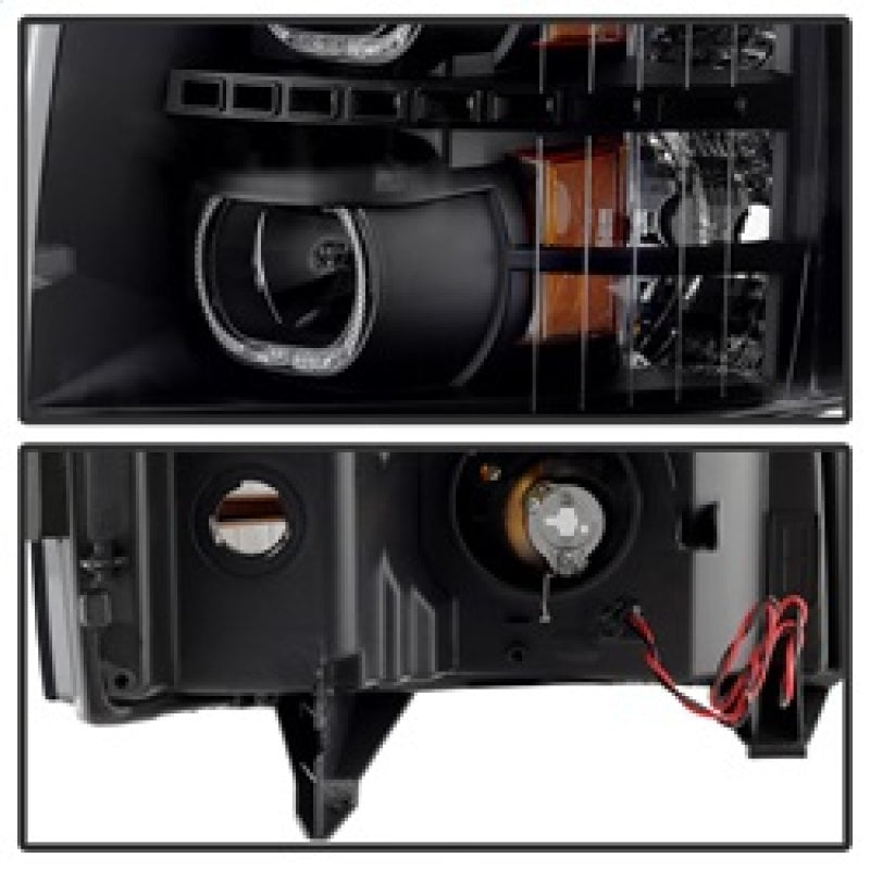 SPYDER 9032189 Xtune Chevy Silverado 1500/2500/3500 07-13 LED Halo Projector Headlights Black PRO-JH-CSIL07-CFB-BK