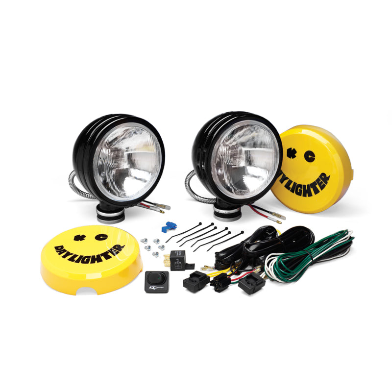 KC HiLiTES 234 Daylighter 6in. Halogen Light 100w Spread Beam (Pair Pack System) - Black SS