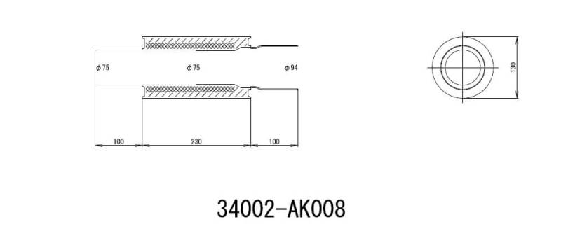 HKS 34002-AK008 UNIVERSAL EX H/M SUS 130-75 (MOQ: 8pcs)