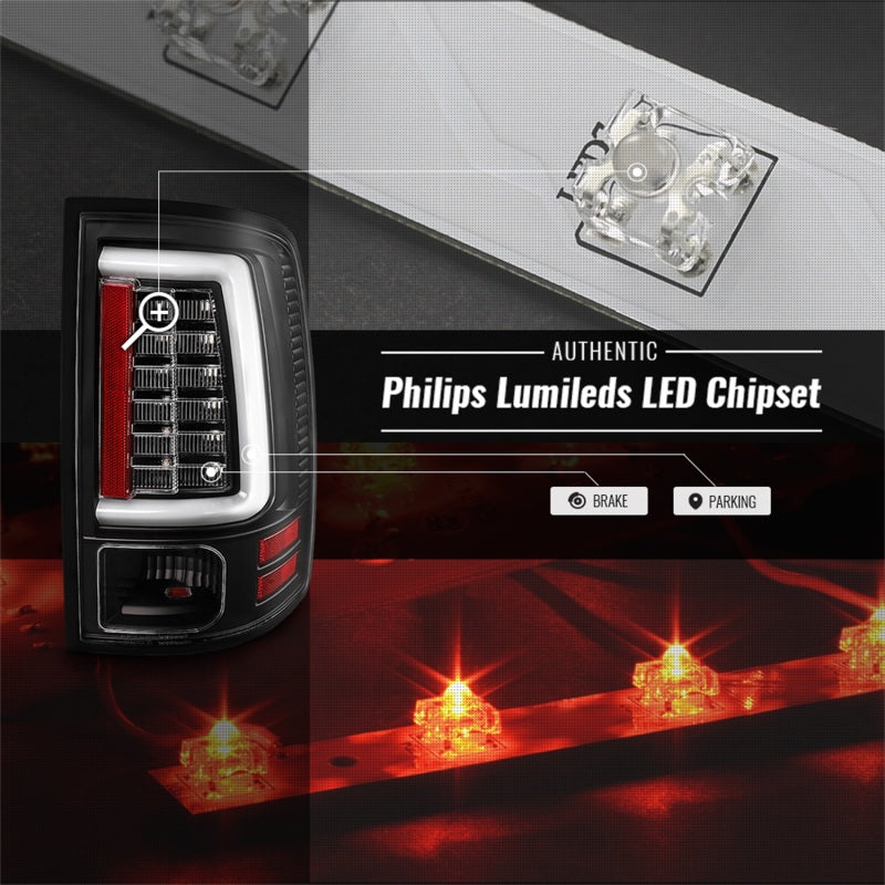 SPYDER 5085917 Spyder Dodge RAM 09-18 LED Tail Lights - All Black ALT-YD-DRAM09V2-LED-BKV2 (Incandescent Only)