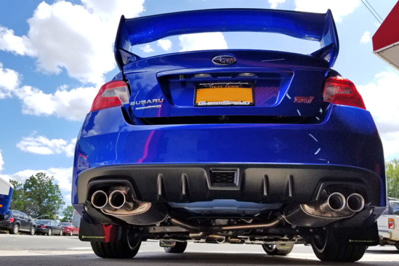 Rally Armor MF32-UR-BLK/CGN 15-21 Subaru WRX/STI (Sedan ONLY) Black UR Mud Flap w/ Green Logo