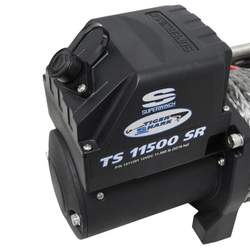 Superwinch 1511201 11500 LBS 12V DC 3/8in x 80ft Synthetic Rope Tiger Shark 11500 Winch