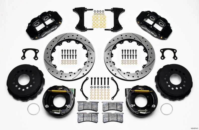 Wilwood 140-9219-D Narrow Superlite 4R Rear P-Brk Kit 12.88in Drilled Big Ford New Style 2.50in Offset