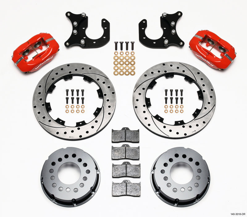 Wilwood 140-3018-DR Forged Dynalite P/S Rear Kit Drilled Red Ford 8.8 w/2.5in Offset-5 Lug