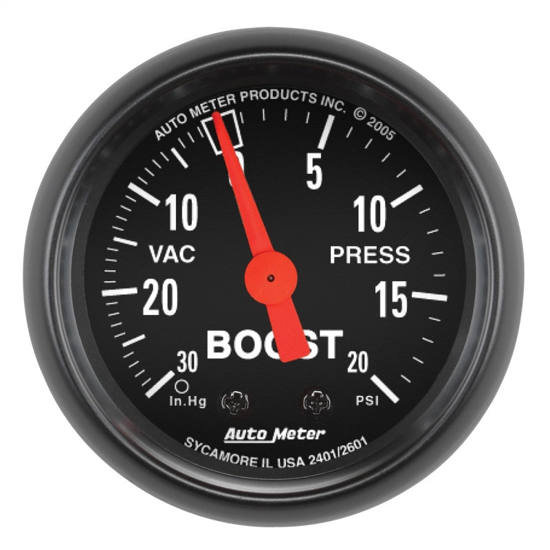 AutoMeter 2601 Autometer Z Series 52mm 20 PSI Mechanical Boost Vacumm Gauge