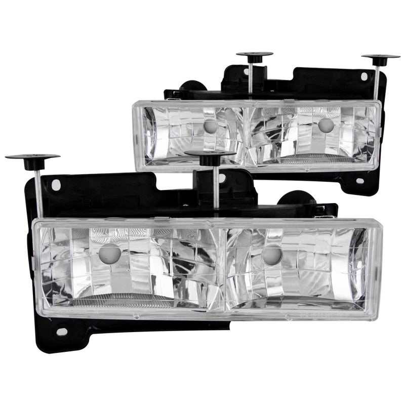 ANZO 111136 1988-1998 Chevrolet C1500 Crystal Headlights Chrome w/o Bulbs
