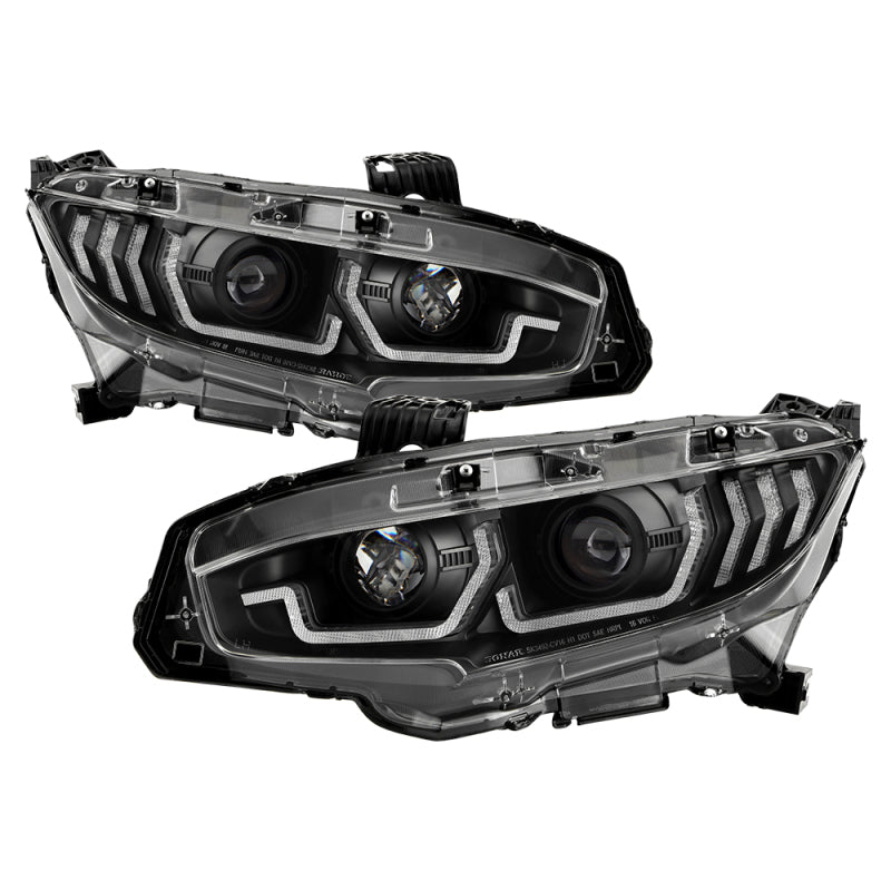SPYDER 5087867 Spyder Honda Civic 16- 2DR/4DR/Hatchback Projector Headlights - Black PRO-YD-HC16SI-SEQGR-BK