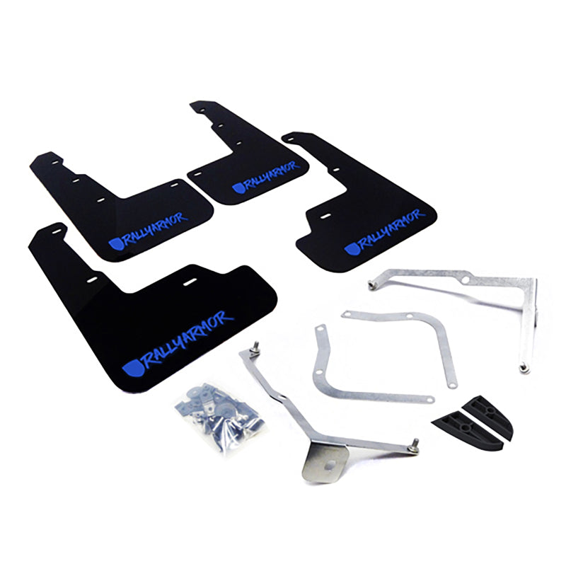 Rally Armor MF32-UR-BLK/BL-X 15-21 Subaru WRX & STI Black Mud Flap Blue Altered Font Logo