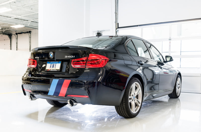 AWE Tuning 3010-33042 BMW F3X 340i Touring Edition Axle-Back Exhaust - Diamond Black Tips (102mm)