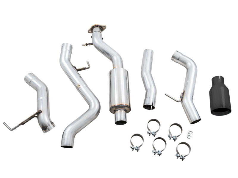 AWE Tuning 3015-23789 2021+ Ford Bronco 0FG Single Rear Exit Exhaust w/Diamond Black Tip & Bash Guard
