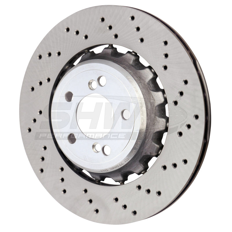 SHW Performance BRR44812 SHW 15-18 BMW M3 3.0L Right Rear Cross-Drilled Lightweight Brake Rotor (34212284812)