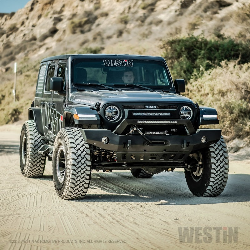Westin 59-80125 18-20 Jeep Wrangler WJ2 Full Width Front Bumper w/LED Light Bar Mount Textured Black