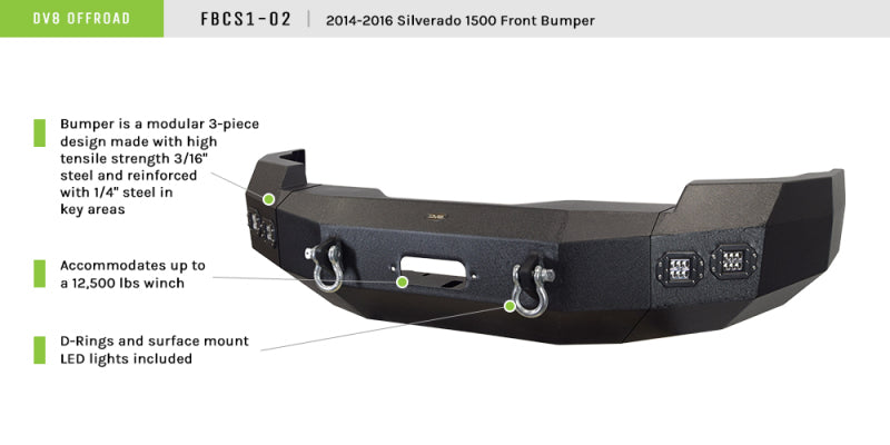 DV8 Offroad FBCS1-02 14-18 Chevrolet Silverado 1500 Front Bumper