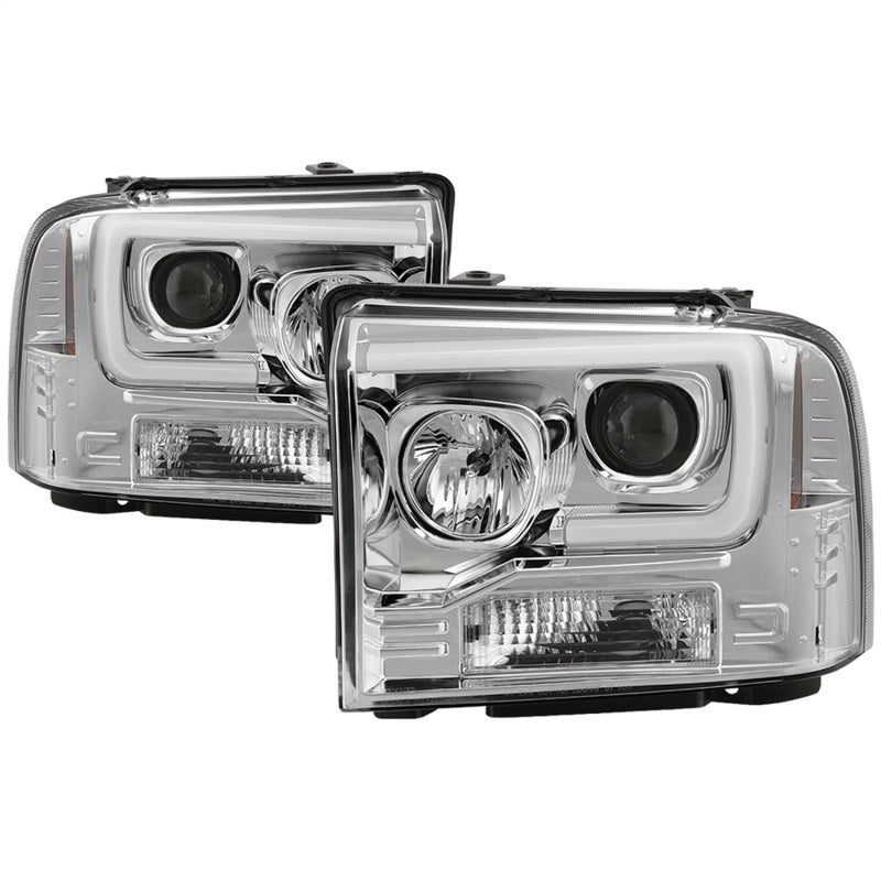 SPYDER 5084682 Spyder 05-07 Ford F250/350/450 SD Ver 2 Proj Headlights - Light Bar DRL - Black PRO-YD-FS05V2-LB-C