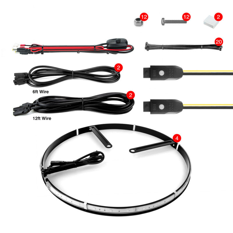 XKGLOW XK-WHEEL-KIT XK Glow Wheel Ring Light Kit XKchrome App controlled w/ Turn Signal Function 4pc 15In