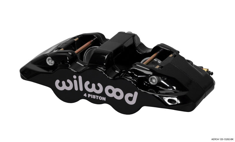 Wilwood 120-13282-BK Caliper-Aero4-L/H - Black 1.62/1.38in Pistons 1.25in Disc