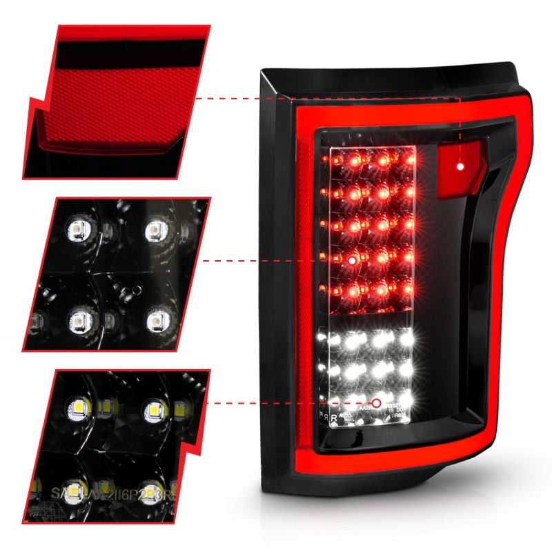 ANZO 311261 2015-2016 Ford F-150 LED Taillights Black
