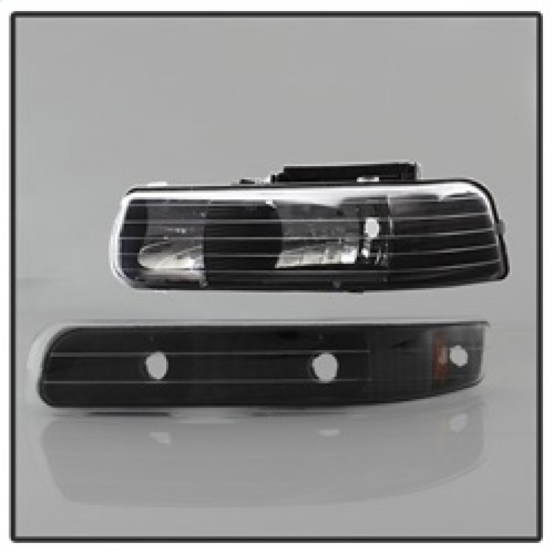 SPYDER 5064219 xTune Chevy Tahoe 00-06 Amber Crystal Headlights w/ Bumper Lights Black HD-JH-CSIL99-SET-AM-BK