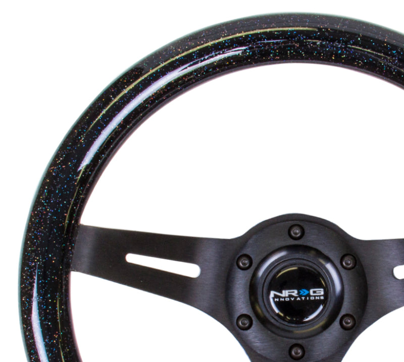 NRG ST-310BSB-BK Classic Wood Grain Steering Wheel (310mm) Black Sparkle w/Blk 3-Spoke Center