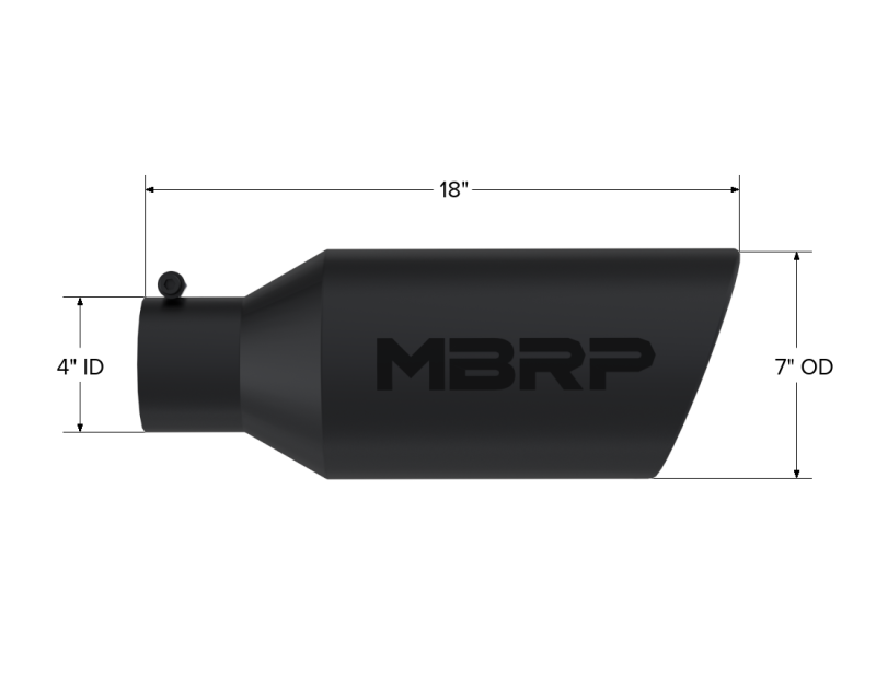 MBRP T5126BLK Universal Exhaust Tip 7in O.D. Rolled End 4in Inlet 18in Length - Black