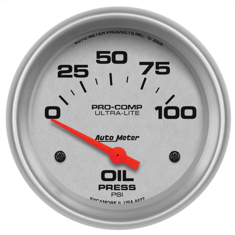 AutoMeter 4427 Autometer Ultra-Lite 66.7mm Short Sweep Electronic 0-100 PSI Oil Pressure Gauge